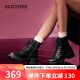 斯凯奇（Skechers）斯凯奇女短靴休闲经典牛皮厚底粗跟马丁靴167341BBK全黑色39