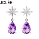 JOLEE耳钉紫水晶925银时尚简约气质款百搭耳环饰品送女生节日礼物