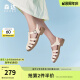 森达（SENDA）复古罗马鞋夏季新商场同款时尚猪笼鞋粗跟凉鞋SNR01BL3预售 米白 37