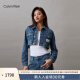 Calvin Klein Jeans24春夏新款女士复古简约布标纯棉短款牛仔夹克J223695 1A4-牛仔蓝 XS