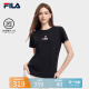 FILA斐乐官方女子短袖T恤 夏季基础简约时尚休闲短袖衫 正黑色-BK 170/88A/L