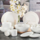 洛威碗盘碟陶瓷餐具套装纯白方形陶瓷碗碟套装千山白雪30头釉下彩餐具