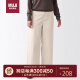 无印良品（MUJI） 女式 弹力 灯芯绒 宽版裤 BEE07C2A 象牙色 S