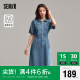 森马（Semir）[森柔牛仔]牛仔连衣裙女复古2024夏季收腰中长裙高街109324114035