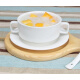 酒店西餐厅西式纯白陶瓷汤碗甜品碗双耳汤盅汤杯带耳柄浓汤碗台兰仕 4.5寸双耳汤杯+底碟+勺子