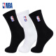 NBA袜子男士休闲运动袜春夏长筒纯白色精梳棉高筒刺绣篮球跑步袜3双