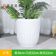 慕景瓷业北欧现代陶瓷大花盆简约百搭盆栽特大口径龟背竹龙血树绿植通用 锥形竖纹粗细白色低大号+托盘垫片