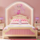 曲采（QUCAI） 儿童公主床女孩单人床粉色1.5儿童家具青少年卧室套房组合套装 高箱床 1500*2000mm