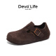 Devo Life的沃软木鞋男女同款时尚穆勒鞋情侣休闲鞋 66008 深棕色反绒皮 39