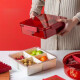 ku-life加厚塑料干果盘带盖密封保鲜盒冰箱储物盒零食盒分格收纳盒坚果盒水果盘透明糖果盒 红色-方形四格