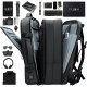 尼格尔背包男双肩包可扩容大容量16英寸电脑包商务出差旅行包学生书包 典雅黑扩容款