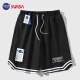 NASA GISS运动短裤男夏季薄款休闲篮球裤青少年学生休闲五分裤 黑色 XL 