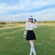 新款高尔夫服装女春夏款高尔夫长袖高尔夫女裙套装韩版球衣女修身 上白下黑一套 M