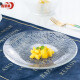 青苹果果盘玻璃水果盘日式甜品盘干果盘水晶沙拉盘家用竖纹盘客厅摆件零食盘 EQ7003-11