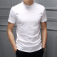 奥德里奇（Aodeliqi）短袖T恤男士夏季丝光棉凉感透气纯色打底衫半袖小高领修身t恤上衣 白色 XL