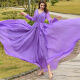 奈加图（NAIJIATU）连衣裙雪纺超长裙大摆春夏裙子气质海边度假长款及踝沙滩裙 紫色 L 身高172以上，80-200斤