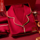 上海故事本命年红色睡衣女春夏季母亲节礼物龙年新年款情侣家居服套装送礼 纯红礼盒装 男XL-适合体重140-160斤