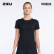 2XU Light Speed系列运动t恤女夏季健身跑步速干上衣修身瑜伽短袖 黑色/黑色反光 M