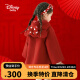 迪士尼 Disney 童装儿童女童毛呢红色大衣外套连帽插肩A版新年衣服女孩上衣2022冬DB241IE10 红110