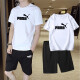 品牌短袖t恤男士夏季潮流潮牌休闲运动套装短袖短裤纯棉两件套男 8897白色BM 2XL