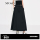 MO&Co.中高腰长款压褶宽松A字半身裙伞裙(附腰带)设计感裙子 黑色-第2批 S/160