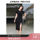 UR2024夏季新款女装时尚设计感扭结开衩修身连衣裙UWH740032# 正黑 L