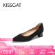 KISSCAT接吻猫[CAT系列]单鞋女24新款简约通勤高跟鞋尖头船鞋KA54167-10 黑色 36