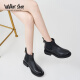 Walker Shop奥卡索切尔西靴秋冬时尚英伦风羊皮短靴软底潮E135366 黑色 36 