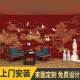 西里尔（CLIER）中国风金色线描墙布故宫红背景墙纸中式红色意境山水阁楼建筑壁画 无缝防水油画布/平