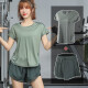 瑜伽少女夏季运动套装女短袖短裤跑步健身瑜伽服速干衣 绿色上衣+绿色短裤 L(110-125斤)