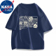 NASALIKE夏季美式复古短袖男大码半袖2024新款纯棉情侣装t恤R 藏青色 XL