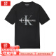 Calvin Klein 卡尔文·克莱恩 CK短袖 男款T恤 男士夏款休闲圆领上衣打底衫 黑色 XL（建议90-100kg）