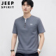 JEEP SPIRIT吉普T恤男夏季短袖男士V领纯色上衣透气短袖T恤男款 深灰色 XL 