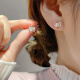 伊黛儿新款设计感精致925银耳环高级感耳钉女时尚气质圆圈合成猫眼石耳  圆圈耳钉玫瑰金E2711