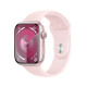Apple Watch Series 9 智能手表GPS款41毫米粉色铝金属表壳 亮粉色运动型表带M/L 健康电话手表