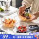 忆壶茶（YI HU TEA） 水果沙拉碗日式锤纹金边玻璃碗碟盘套装家用面碗零食餐具甜品碗 透明描金三件套