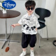 迪士尼（Disney）男童夏季衬衫套装2024新款帅气时髦宝宝中国风衣服儿童短袖两件套 图片色 130cm