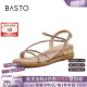 百思图（BASTO）24夏季商场新款时尚休闲罗马凉鞋坡跟女绑带凉鞋TW705BL4 粉色 37
