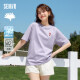 森马（Semir）[凉感T]x超级植物短袖T恤女抗菌2024夏宽松刺绣上衣109324100007