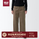 无印良品（MUJI） 女式 弹力 灯芯绒 宽版裤 BEE07C2A 浅灰棕色 S