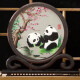 蜀中瑰宝蜀绣双面刺绣熊猫摆件中国特色礼物送老外四川成都熊猫基地纪念 迎春梅熊猫