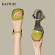 达芙妮（DAPHNE）凉鞋女士子款2024年最新爆款配裙子网红式品牌夏季方粗高跟妈妈天 绿色 跟高7.5cm 37