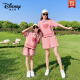 迪士尼（Disney）亲子装母女装2023新款夏季短袖短裤休闲洋气夏天薄款polo衫两件套 粉色 XL码