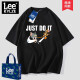 Leekylze官方品牌旗舰联名短袖t恤男女猫和老鼠卡通半截袖情侣装宽松重磅 黑色 L
