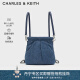 CHARLES&KEITH24春季新品迷你流浪包单肩斜挎包包女包双肩包女士CK2-60782390 Denim Blue深牛仔蓝色 S