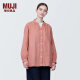 无印良品（MUJI）女式 木棉混双层纱织长袖罩衫女士衬衫衬衣外套  BC2IZC4S 烟熏橙色 M(160/84A)