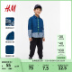 H&M童装男童府绸大廓形外套式衬衫1202531 深蓝色/条纹 120/60