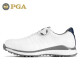 PGA 新款 高尔夫球鞋 男士防水鞋子 防侧滑鞋钉 旋钮鞋带 爆米花中底柔软舒适 PGA 301012-白灰 40