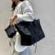 CRISP KERREIN香港品牌托特包女大容量单肩包大包女包购物袋韩版时尚百搭旅行包 黑色9591