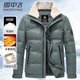 雪中飞90鸭绒羽绒服休闲时尚短款可拆羊毛领仿皮面秋冬款外套男175